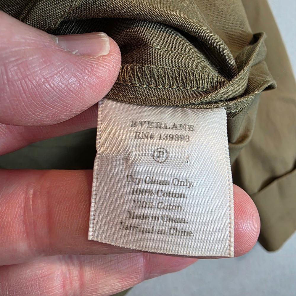 Everlane Womens Short Trench Coat Khaki Brown Double Breasted Cotton Jacket Sz S - Picture 7 of 9